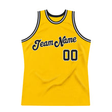 Load image into Gallery viewer, Custom Gold Black-White Authentic Throwback Basketball Jersey
