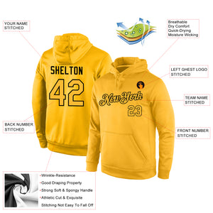 Custom Stitched Gold Gold-Black Sports Pullover Sweatshirt Hoodie