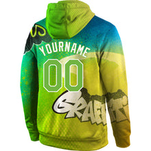 Load image into Gallery viewer, Custom Stitched Graffiti Pattern Neon Green-White 3D Sports Pullover Sweatshirt Hoodie
