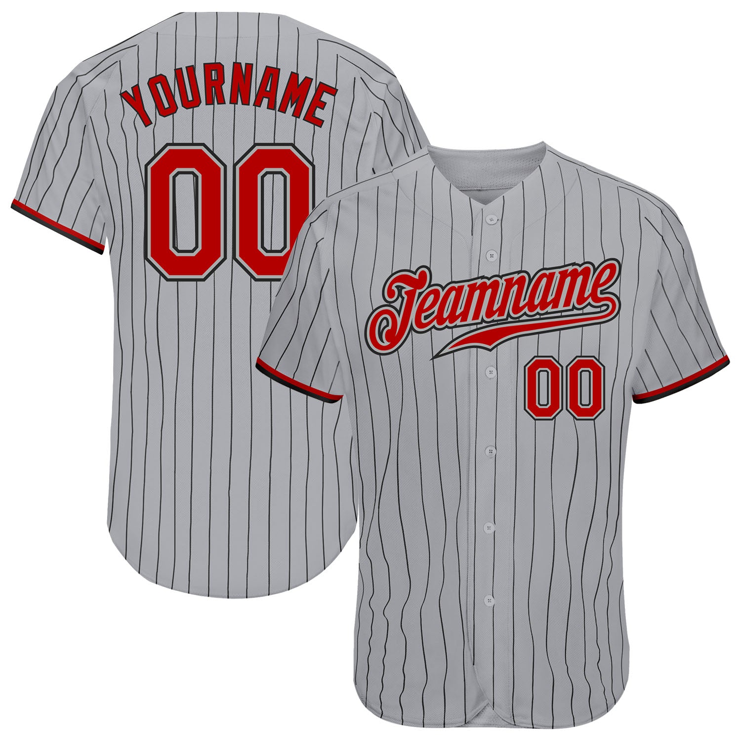  Customized Shirt Black/Red Baseball Jersey Pinstripe