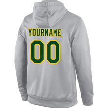 Load image into Gallery viewer, Custom Stitched Gray Green-Gold Sports Pullover Sweatshirt Hoodie
