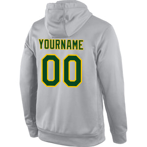 Custom Stitched Gray Green-Gold Sports Pullover Sweatshirt Hoodie