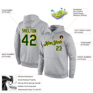 Custom Stitched Gray Green-Gold Sports Pullover Sweatshirt Hoodie