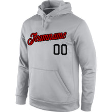 Load image into Gallery viewer, Custom Stitched Gray Red-Black Sports Pullover Sweatshirt Hoodie
