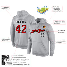 Load image into Gallery viewer, Custom Stitched Gray Red-Black Sports Pullover Sweatshirt Hoodie
