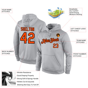 Custom Stitched Gray Orange-Black Sports Pullover Sweatshirt Hoodie