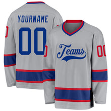 Load image into Gallery viewer, Custom Gray Royal-Red Hockey Jersey
