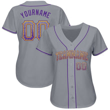 Load image into Gallery viewer, Custom Gray Purple-Gold Authentic Drift Fashion Baseball Jersey
