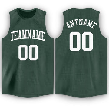 Custom Hunter Green White Round Neck Basketball Jersey - Fcustom