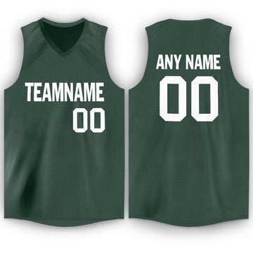 Custom Hunter Green White V-Neck Basketball Jersey - Fcustom