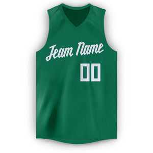 Custom Kelly Green White V-Neck Basketball Jersey - Fcustom