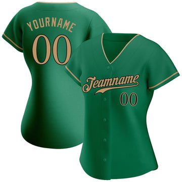 Custom Kelly Green Old Gold-Black Authentic Baseball Jersey