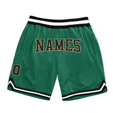 Load image into Gallery viewer, Custom Kelly Green Black-Old Gold Authentic Throwback Basketball Shorts
