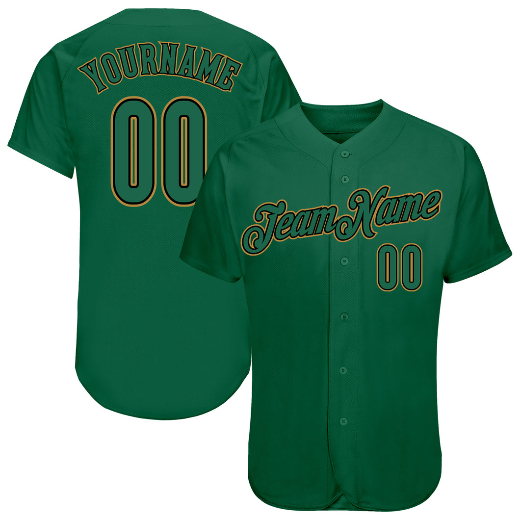 Custom Kelly Green Kelly Green-Old Gold Authentic Baseball Jersey