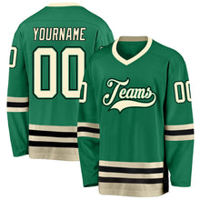 Load image into Gallery viewer, Custom Kelly Green Cream-Black Hockey Jersey
