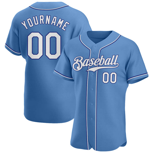 Custom Pinstripe Baseball Jersey Cream Navy Light Blue Authentic