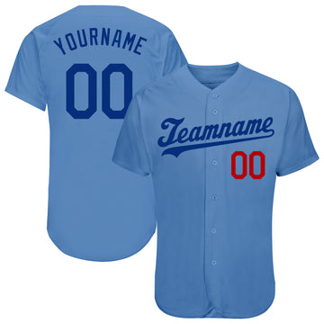 Custom Royal Light Blue-Red Authentic Baseball Jersey Youth Size:S