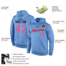 Load image into Gallery viewer, Custom Stitched Light Blue Pink-Black Sports Pullover Sweatshirt Hoodie
