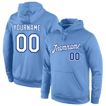 Load image into Gallery viewer, Custom Stitched Light Blue White-Royal Sports Pullover Sweatshirt Hoodie
