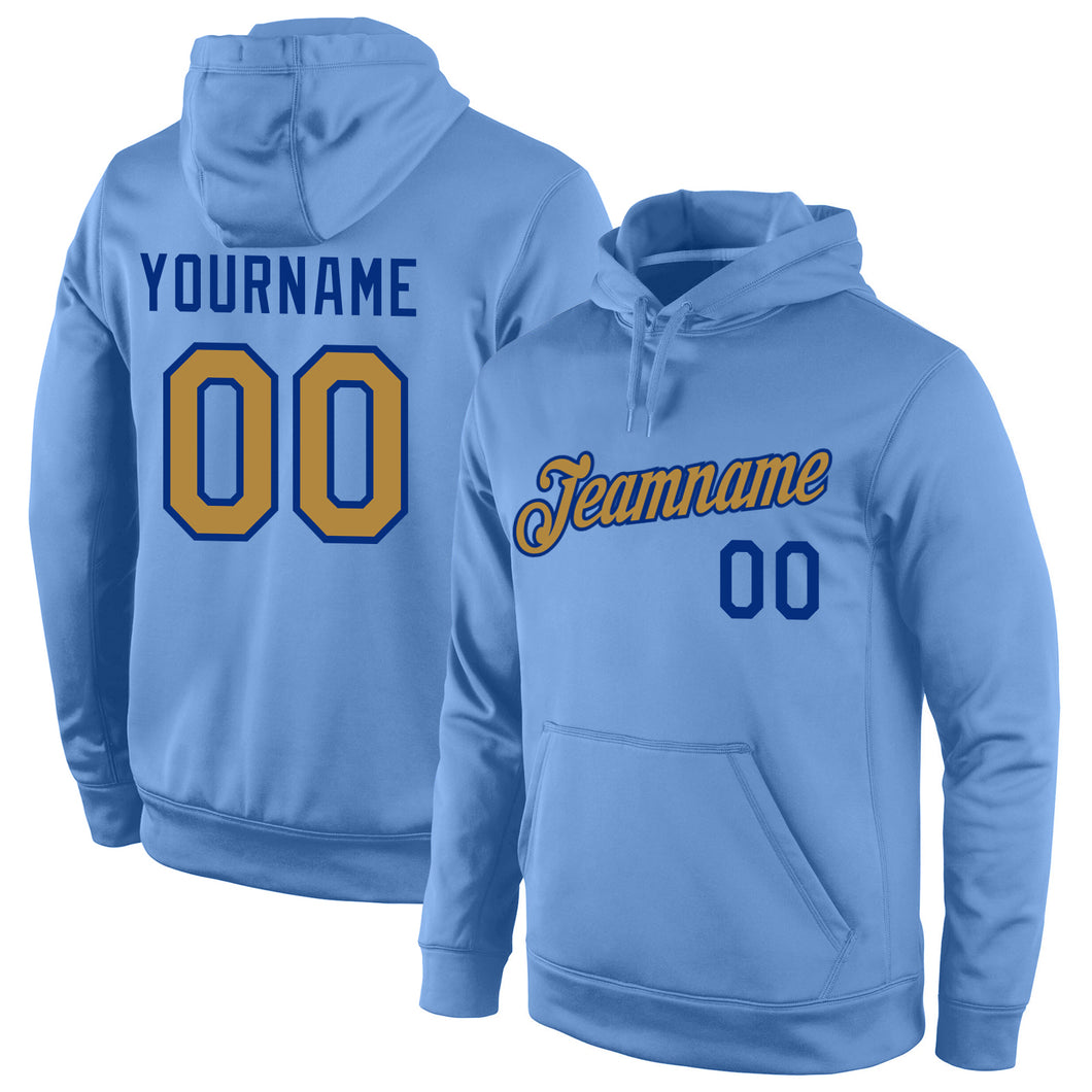 Custom Stitched Light Blue Old Gold-Royal Sports Pullover Sweatshirt Hoodie