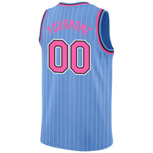 Load image into Gallery viewer, Custom Light Blue White Pinstripe Pink-Black Authentic Basketball Jersey
