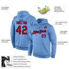 Load image into Gallery viewer, Custom Stitched Light Blue Red-Navy Sports Pullover Sweatshirt Hoodie
