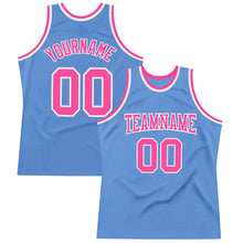 Load image into Gallery viewer, Custom Light Blue Pink-White Authentic Throwback Basketball Jersey
