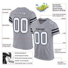 Load image into Gallery viewer, Custom Light Gray White-Black Mesh Authentic Football Jersey
