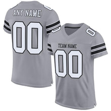 Load image into Gallery viewer, Custom Light Gray White-Black Mesh Authentic Football Jersey
