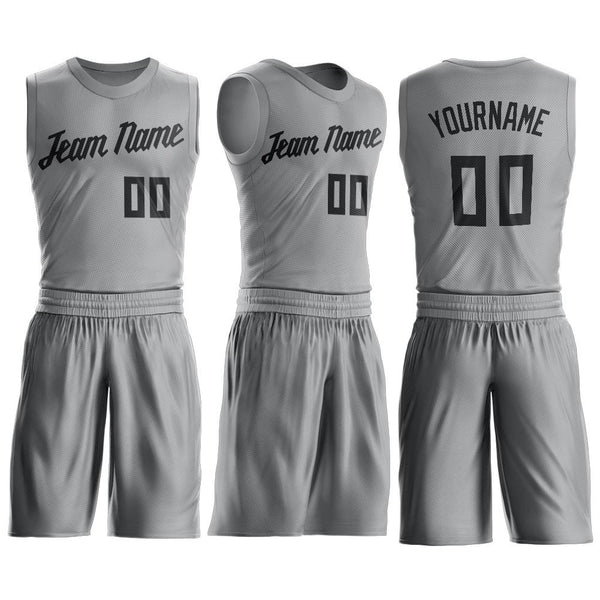 Cheap Custom Cream Black Round Neck Sublimation Basketball Suit