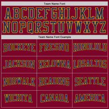 Load image into Gallery viewer, Custom Maroon Navy-Gold Authentic Throwback Basketball Jersey
