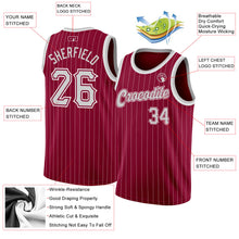 Load image into Gallery viewer, Custom Maroon White Pinstripe Gray-White Authentic Basketball Jersey
