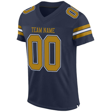 Custom Navy Old Gold-White Mesh Authentic Football Jersey - Fcustom