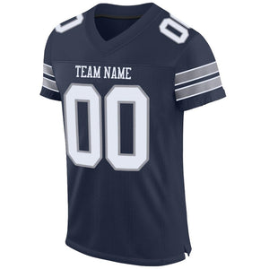 Custom Navy White-Light Gray Mesh Authentic Football Jersey - Fcustom