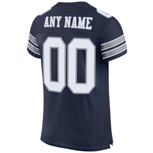 Custom Navy White-Light Gray Mesh Authentic Football Jersey - Fcustom