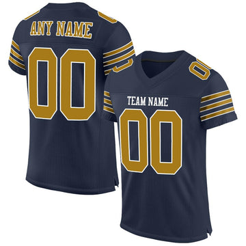 Custom Navy Old Gold-White Mesh Authentic Football Jersey - Fcustom