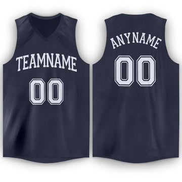 Custom Navy White V-Neck Basketball Jersey - Fcustom