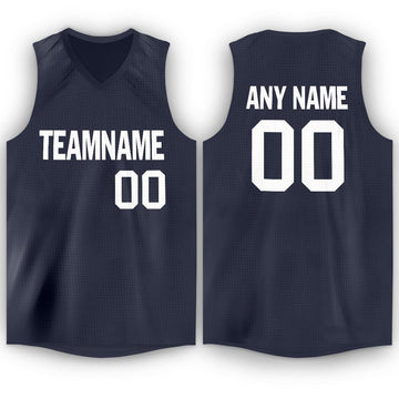 Custom Navy White V-Neck Basketball Jersey - Fcustom