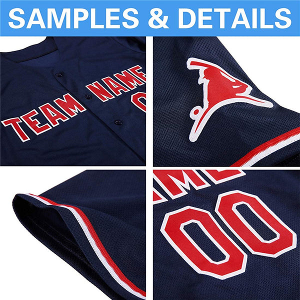 Custom Navy White-Red Baseball Jersey – FansCustom