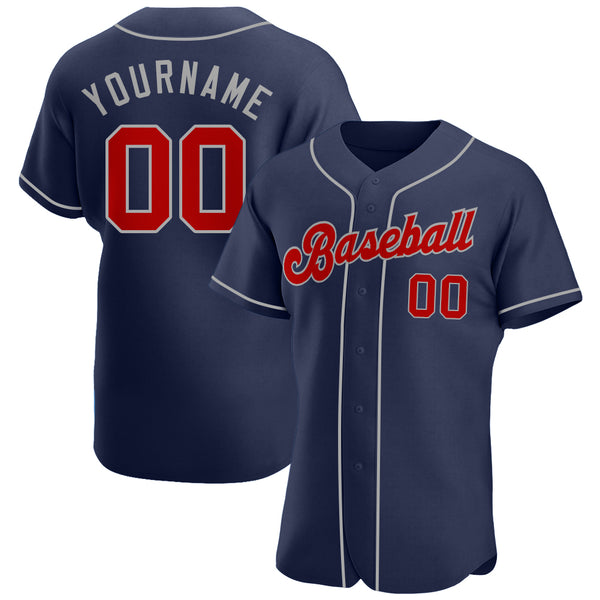 Custom Gray Red-Black Authentic Two Tone Baseball Jersey