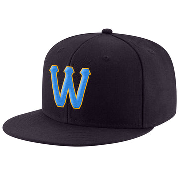 Custom Navy Powder Blue-Gold Stitched Adjustable Snapback Hat