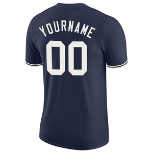 Custom Navy White Performance T-Shirt