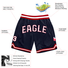 Load image into Gallery viewer, Custom Navy White-Red Authentic Throwback Basketball Shorts
