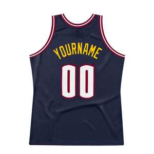 Custom Navy White-Maroon Authentic Throwback Basketball Jersey