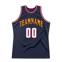 Load image into Gallery viewer, Custom Navy White-Maroon Authentic Throwback Basketball Jersey
