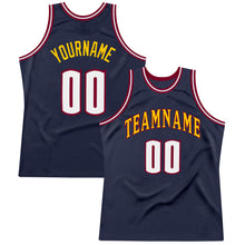 Load image into Gallery viewer, Custom Navy White-Maroon Authentic Throwback Basketball Jersey
