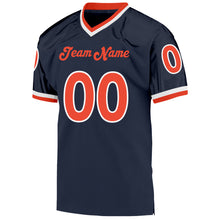 Load image into Gallery viewer, Custom Navy Orange-White Mesh Authentic Throwback Football Jersey
