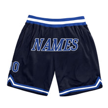 Load image into Gallery viewer, Custom Navy Royal-White Authentic Throwback Basketball Shorts

