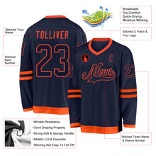 Load image into Gallery viewer, Custom Navy Navy-Orange Hockey Jersey
