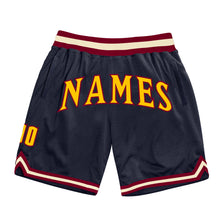 Load image into Gallery viewer, Custom Navy Gold-Maroon Authentic Throwback Basketball Shorts
